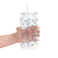 Minimalist Blue Flowers Glass Cups