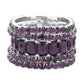 Women's 5Pcs Rectangle Round Stone Stretch Multi Layered Bracelets