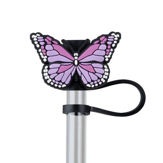 Adorno para popote de mariposa morada
