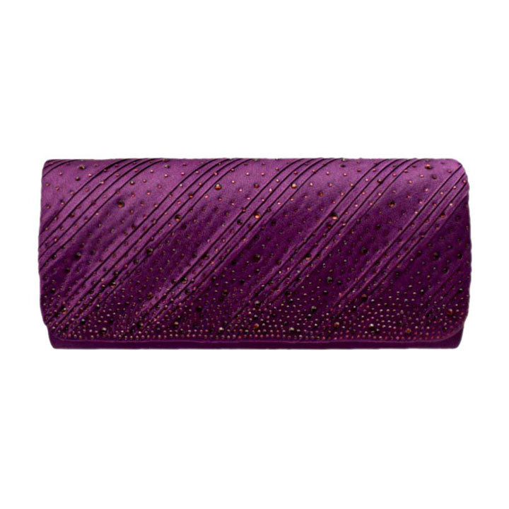 Diagonal Line Detailed Bling Evening Clutch Crossbody Bag