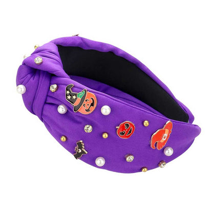 Enamel Halloween Charm Stone Cluster Embellished  Headband