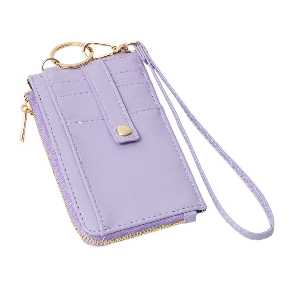 Faux Leather Basket Weave Flat Card Holder Wallet with Wristlet