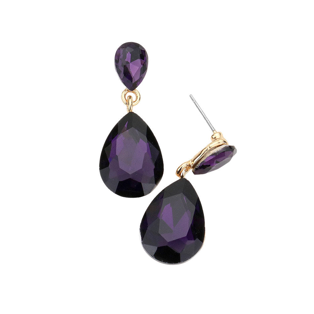 Women's Glass Crystal Teardrop Dangle Earrings
