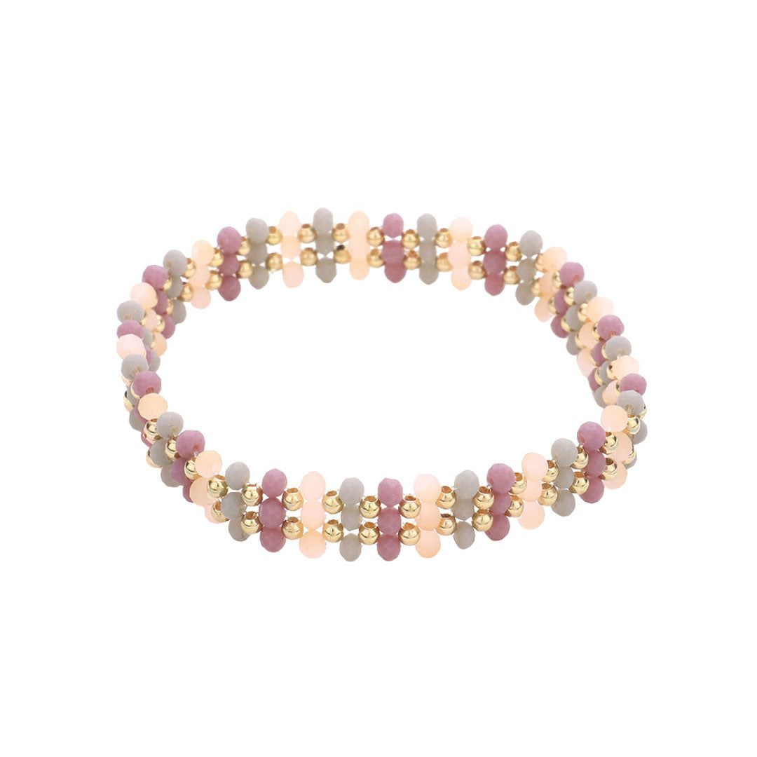 Metal Ball Faceted Beaded Stretch Bracelet