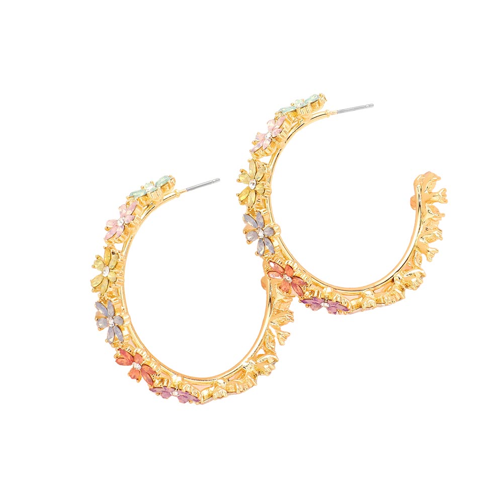 Flower Cluster Hoop Earrings
