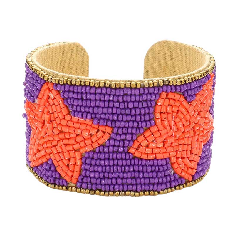 Game Day Beaded Star Accented Cuff Bracelet