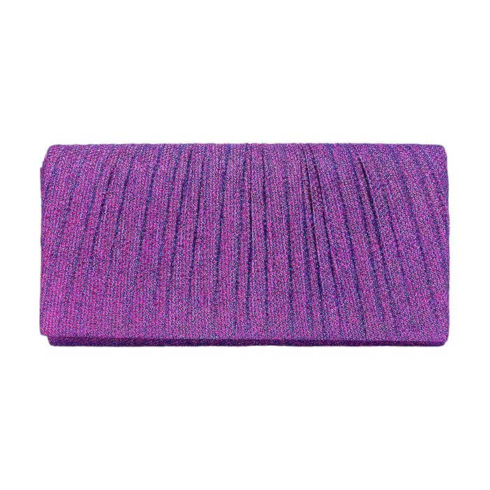 Pleated Shimmery Evening Clutch Crossbody Bag