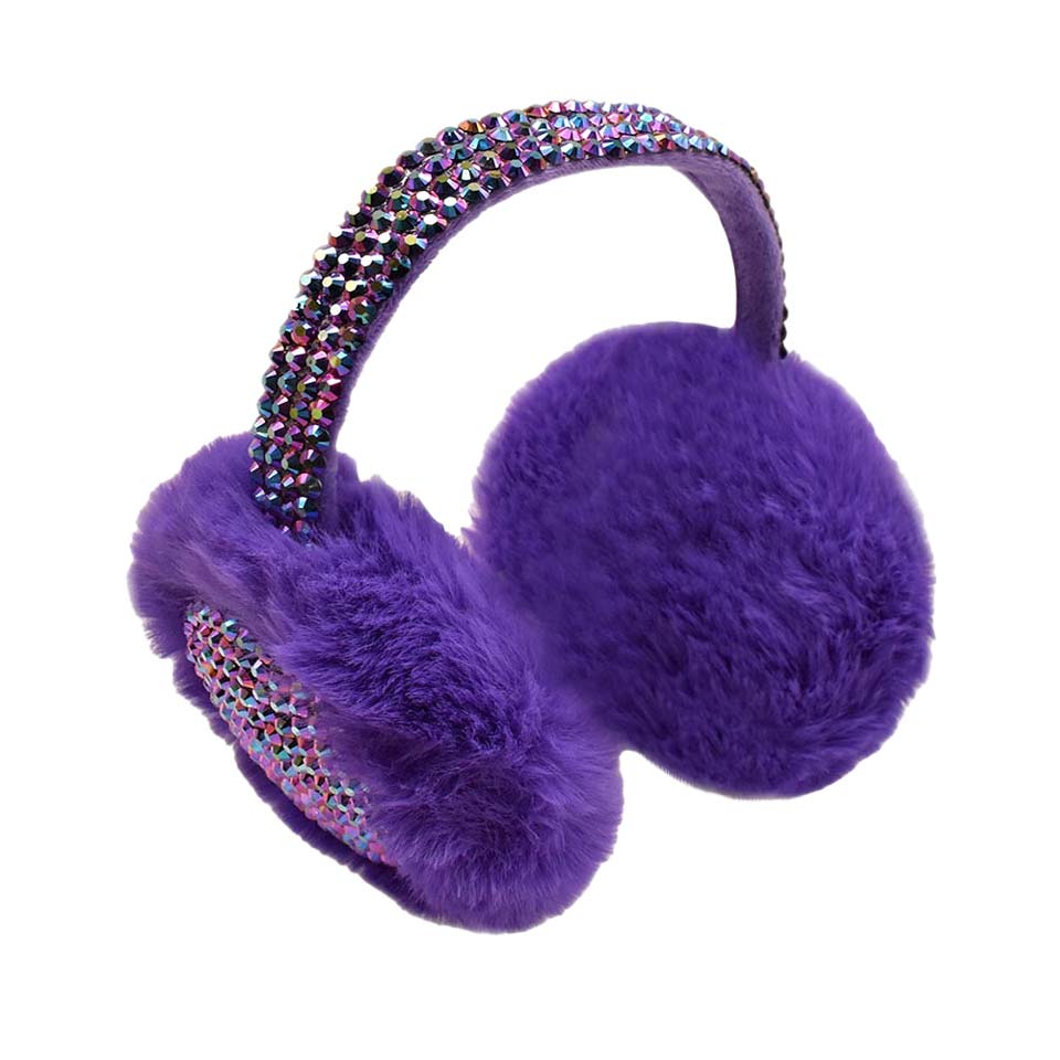 Studded Fluffy Plush Fur Foldable Earmuff