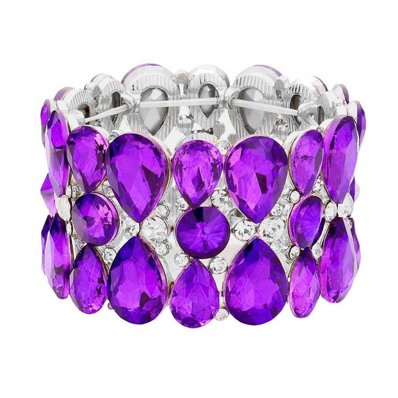 Teardrop Crystal Stretch Evening Bracelet