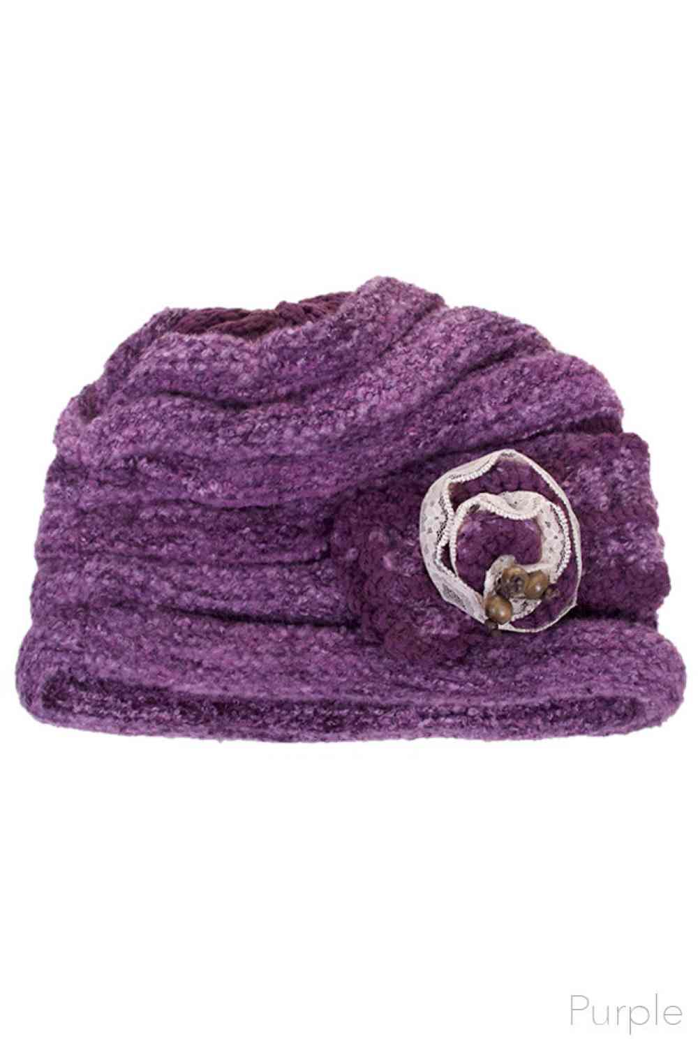 C.C Lace Bow Trim Knit Beanie