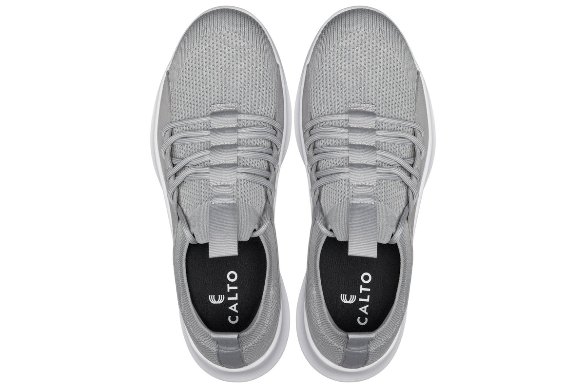 CALTO - Q134 - 2.4 Inches Taller (Light Gray/White Sole) - Ultra Lightweight Sneakers