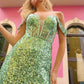Nox Anabel Q1389 Long Cold Shoulder Sweetheart Fitted Sequin Gown