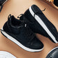 CALTO - Q271  - 2 Inches Taller (Black Noir) - Elevated Leatherette Micro-Perforated Sneakers