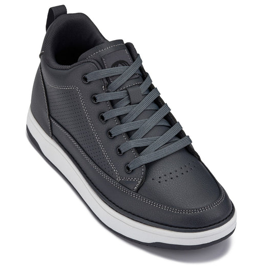 CALTO - Q273 - 2 Pulgadas Más Alto (Gris Cemento) - Zapatillas Elevadas de Piel Sintética Microperforada