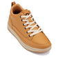 CALTO - Q274  - 2 Inches Taller (Camel Brown & Gum Sole) - Elevated Leatherette Micro-Perforated Sneakers