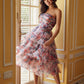Nox Anabel Q842 Floral Print A-Line Tea Length Dress