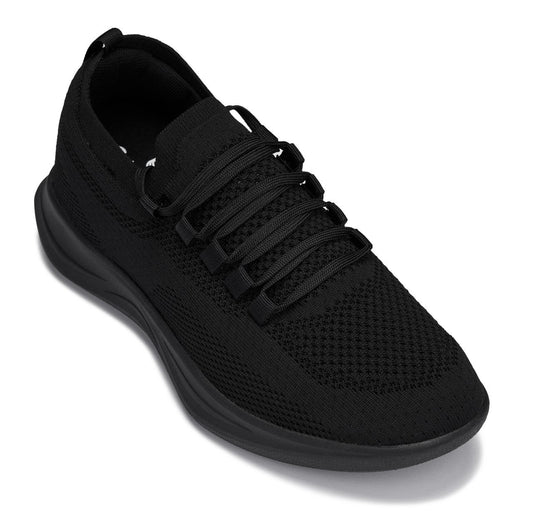 CALTO - QA060 - 2.4 pulgadas más alto (negro/suela negra) - Zapatillas tejidas ligeras