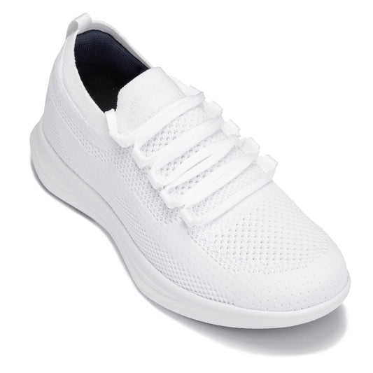 CALTO - QA061 - 2.4 pulgadas más alto (blanco/suela blanca) - Zapatillas ligeras de punto