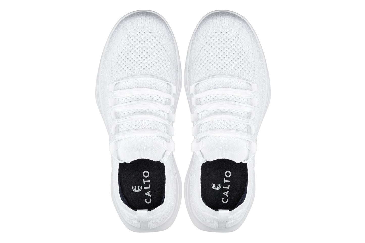 CALTO - QA061 - 2.4 Inches Taller (White/White Sole) - Lightweight Knitted Sneakers