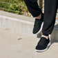 CALTO - QA062 - 2.4 Inches Taller (Black/White Sole) - Lightweight Knitted Sneakers