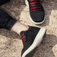 CALTO - QA064 - 2.4 Inches Taller (Black/Red/White Sole) - Lightweight Knitted Sneakers