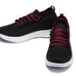 CALTO - QA064 - 2.4 Inches Taller (Black/Red/White Sole) - Lightweight Knitted Sneakers