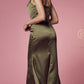 Nox Anabel R1027 Tea Midi-Length Formal Gown with Cowl Neckline