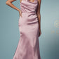 Nox Anabel R1027 Tea Midi-Length Formal Gown with Cowl Neckline