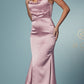 Nox Anabel R1027 Tea Midi-Length Formal Gown with Cowl Neckline