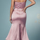 Nox Anabel R1027 Tea Midi-Length Formal Gown with Cowl Neckline
