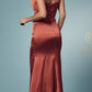 Nox Anabel R1027 Tea Midi-Length Formal Gown with Cowl Neckline