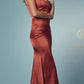 Nox Anabel R1027 Tea Midi-Length Formal Gown with Cowl Neckline
