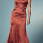 Nox Anabel R1027 Tea Midi-Length Formal Gown with Cowl Neckline