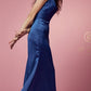Nox Anabel R1027 Tea Midi-Length Formal Gown with Cowl Neckline