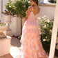 Nox Anabel R1299 Vestido de noche formal largo con falda escalonada de corte A y hombros descubiertos