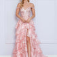 Nox Anabel R1299 Vestido de noche formal largo con falda escalonada de corte A y hombros descubiertos