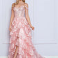 Nox Anabel R1299 Vestido de noche formal largo con falda escalonada de corte A y hombros descubiertos