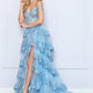 Nox Anabel R1299 Vestido de noche formal largo con falda escalonada de corte A y hombros descubiertos