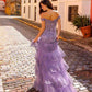 Nox Anabel R1301 Long Layered Tiered Skirt Off Shoulder Corset Dress