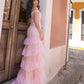 Nox Anabel R1301 Long Layered Tiered Skirt Off Shoulder Corset Dress