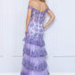 Nox Anabel R1301 Long Layered Tiered Skirt Off Shoulder Corset Dress