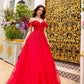 Nox Anabel R1303 Long Off the Shoulder Sweetheart Tulle A-Line Gown