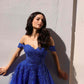 Nox Anabel R1303 Long Off the Shoulder Sweetheart Tulle A-Line Gown