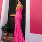 Nox Anabel R1308 Long Sequin Floral Print One Shoulder Mermaid Gown