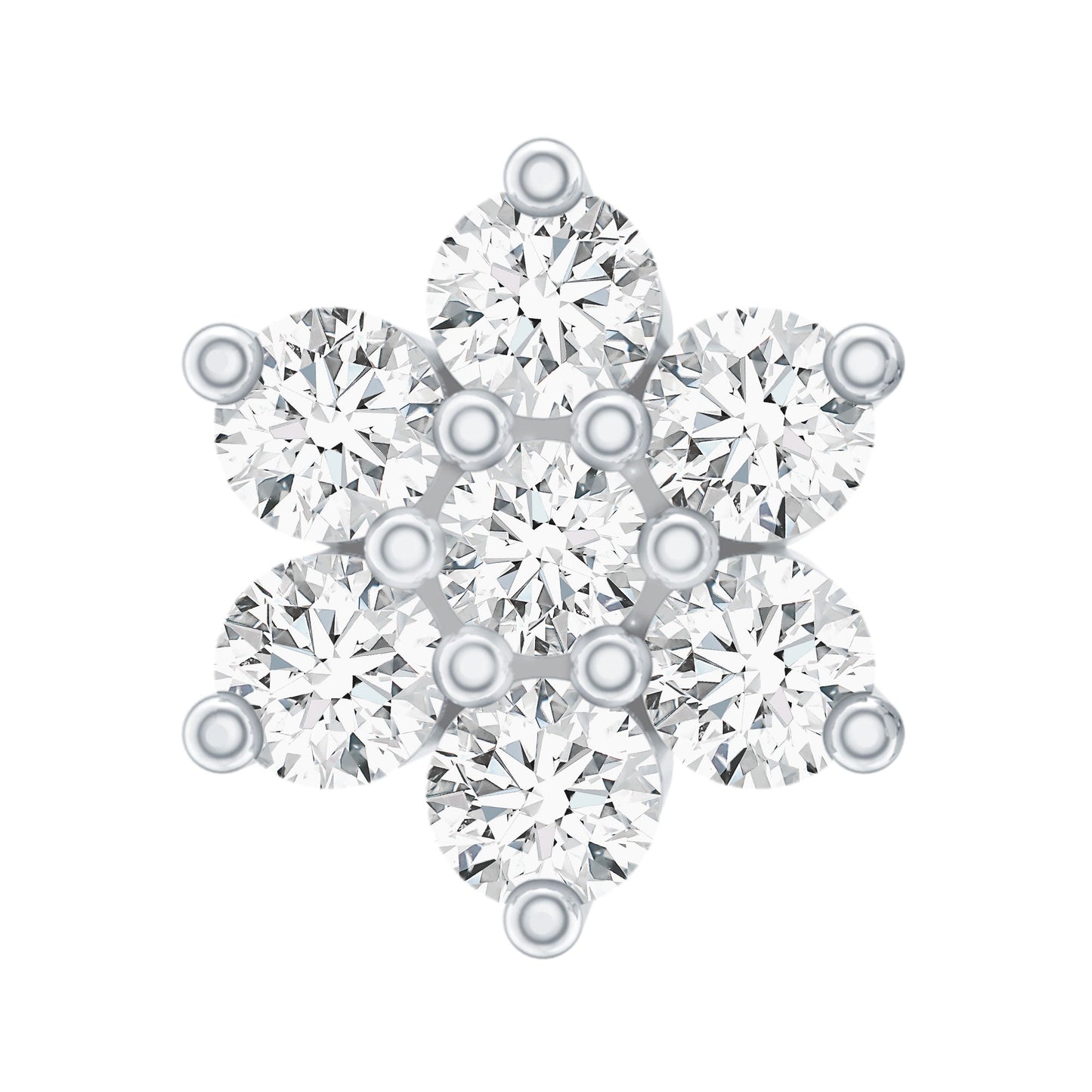Arete de nariz de flor de diamante natural de talla redonda para mujer