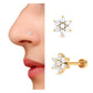 Arete de nariz de flor de diamante natural de talla redonda para mujer