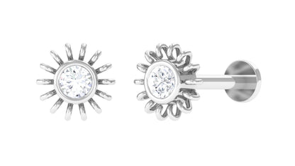 Dainty Round Diamond Sunburst Nose Pin