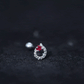Round Ruby and Diamond Circle Helix Earring