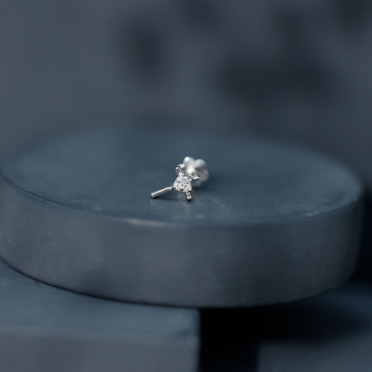Round Natural Diamond Cross Helix Earring