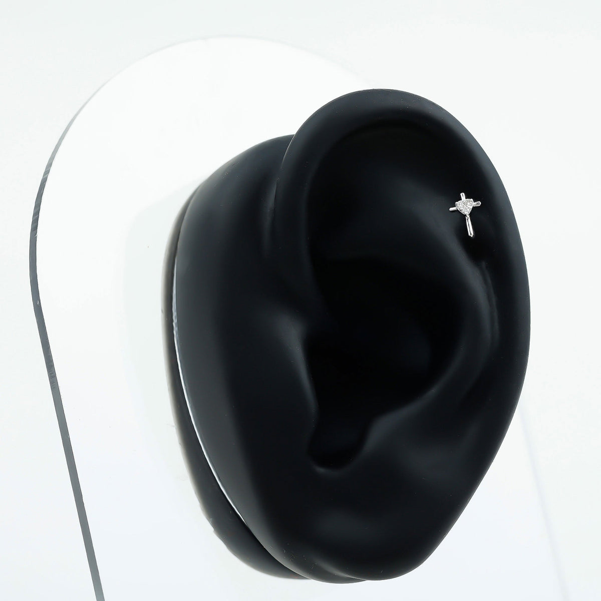 Round Natural Diamond Cross Helix Earring